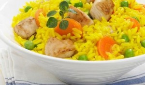 Pollo con arroz y azafrán